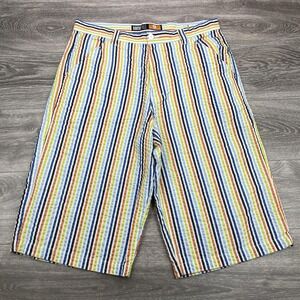 Southpole Shorts Mens 38 Multicolor Seersucker Striped Baggy Hip Hop Y2K Vintage